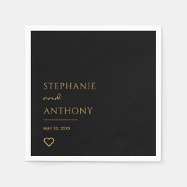 Minimalistisches Schwarzes und Goldenes Herz Moder Serviette