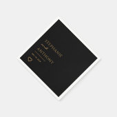 Minimalistisches Schwarzes und Goldenes Herz Moder Serviette (Ecke)