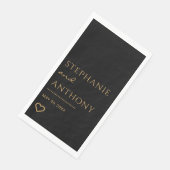 Minimalistisches Schwarzes und Goldenes Herz Moder Serviette (Ecke)