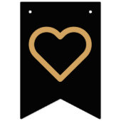 Minimalistisches Schwarzes und Goldenes Herz Moder Wimpelkette (Zweite Fahne)