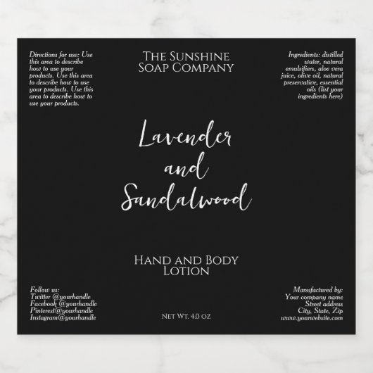 Minimalistisches schwarzes, wasserdichtes Etikett (Einzelnes Label)