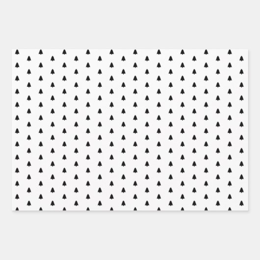 Minimalistisches Schwarzes Weihnachtsbaummuster Geschenkpapier Set (Vorderseite 3)
