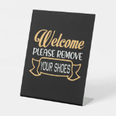 Minimalistisches schwarzes Willkommen Bitte entfer Sockelschild (Vorderseite)