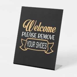 Minimalistisches schwarzes Willkommen Bitte entfer Sockelschild