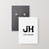 MINIMALISTISCHES SCHWARZES ZWEI-BUCHSTABEN-MONOGRA BUTTON (Vorderseite/Rückseite)