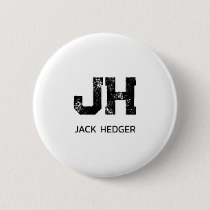 MINIMALISTISCHES SCHWARZES ZWEI-BUCHSTABEN-MONOGRA BUTTON