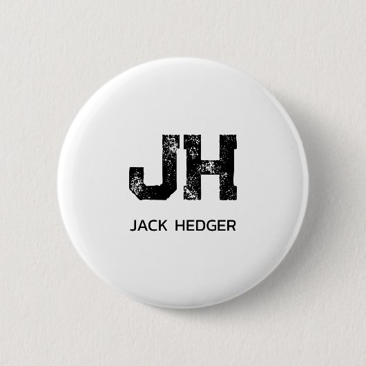 MINIMALISTISCHES SCHWARZES ZWEI-BUCHSTABEN-MONOGRA BUTTON (Vorderseite)