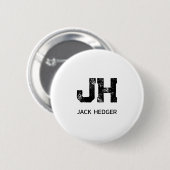 MINIMALISTISCHES SCHWARZES ZWEI-BUCHSTABEN-MONOGRA BUTTON (Vorne & Hinten)