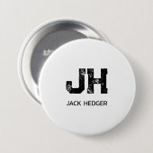 MINIMALISTISCHES SCHWARZES ZWEI-BUCHSTABEN-MONOGRA BUTTON (Vorne & Hinten)