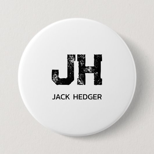 MINIMALISTISCHES SCHWARZES ZWEI-BUCHSTABEN-MONOGRA BUTTON (Vorderseite)