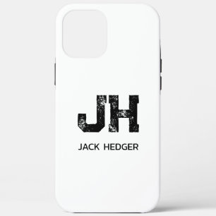 MINIMALISTISCHES SCHWARZES ZWEI-BUCHSTABEN-MONOGRA Case-Mate iPhone HÜLLE