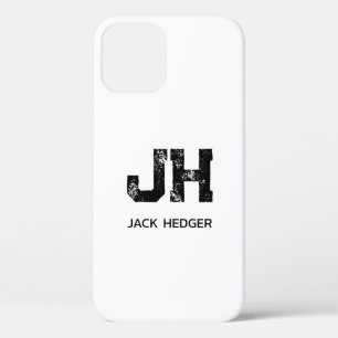 MINIMALISTISCHES SCHWARZES ZWEI-BUCHSTABEN-MONOGRA Case-Mate iPhone HÜLLE