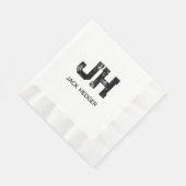 MINIMALISTISCHES SCHWARZES ZWEI-BUCHSTABEN-MONOGRA SERVIETTE (Ecke)