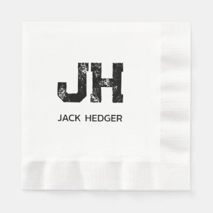 MINIMALISTISCHES SCHWARZES ZWEI-BUCHSTABEN-MONOGRA SERVIETTE