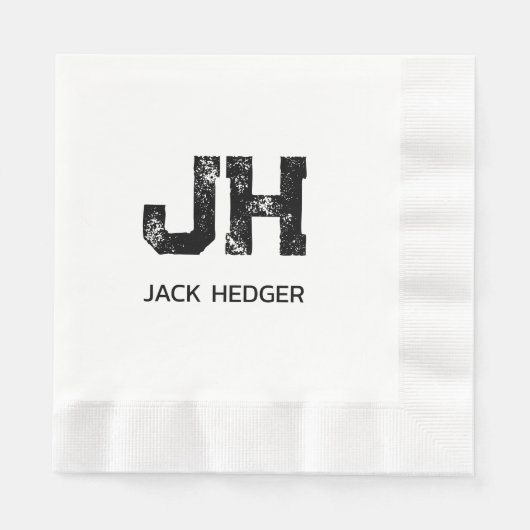 MINIMALISTISCHES SCHWARZES ZWEI-BUCHSTABEN-MONOGRA SERVIETTE (Vorderseite)
