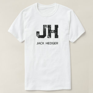 MINIMALISTISCHES SCHWARZES ZWEI-BUCHSTABEN-MONOGRA T-Shirt