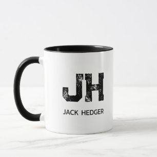 MINIMALISTISCHES SCHWARZES ZWEI-BUCHSTABEN-MONOGRA TASSE