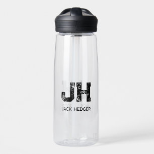 MINIMALISTISCHES SCHWARZES ZWEI-BUCHSTABEN-MONOGRA TRINKFLASCHE