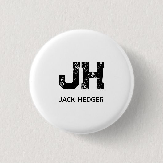 MINIMALISTISCHES SCHWARZES ZWEIBUCHSTABEN-MONOGRAM BUTTON (Vorderseite)
