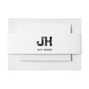 MINIMALISTISCHES SCHWARZES ZWEIBUCHSTABEN-MONOGRAM EINLADUNGSBANDEROLE