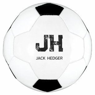 MINIMALISTISCHES SCHWARZES ZWEIBUCHSTABEN-MONOGRAM FUßBALL