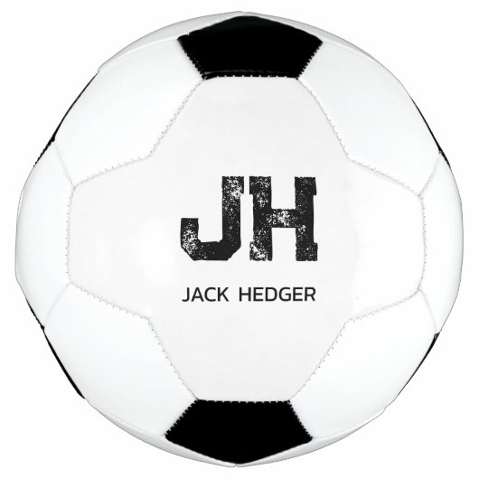 MINIMALISTISCHES SCHWARZES ZWEIBUCHSTABEN-MONOGRAM FUßBALL (Vorderseite)
