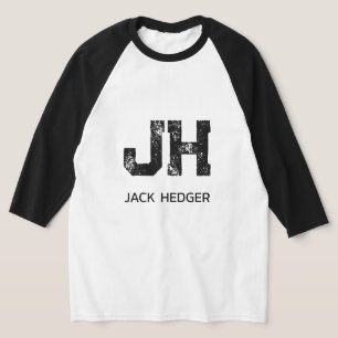 MINIMALISTISCHES SCHWARZES ZWEIBUCHSTABEN-MONOGRAM T-Shirt