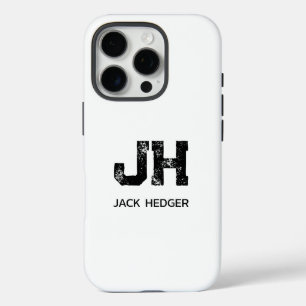 MINIMALISTISCHES SCHWARZES ZWEIBUCHSTABIGES MONOGR iPhone 16 PRO HÜLLE