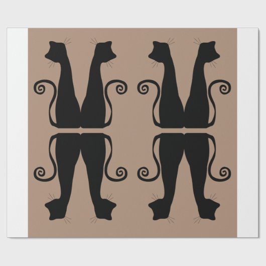 Minimalistisches Schwarzkatzen-Muster-Geschenkpapi Geschenkpapier (Flach)
