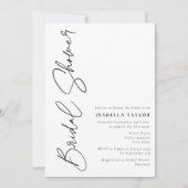 Minimalistisches Schwarzweiß-Brautparty Einladung (Vorderseite)