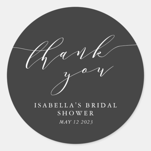 Minimalistisches Schwarzweiß-Brautparty Vielen Dan Runder Aufkleber (Vorderseite)