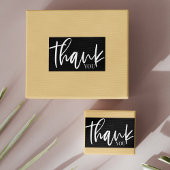 Minimalistisches Schwarzweiß-Dankeschön-Etikett Rechteckiger Aufkleber