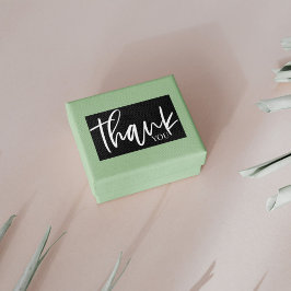 Minimalistisches Schwarzweiß-Dankeschön-Etikett Rechteckiger Aufkleber