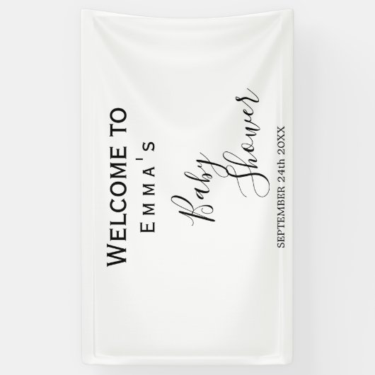 Minimalistisches Schwarzweiß-Duschbanner Banner (Vertikal)