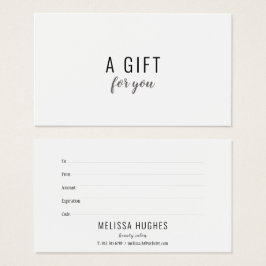 Minimalistisches Schwarzweiß-Geschenkzertifikat