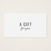 Minimalistisches Schwarzweiß-Geschenkzertifikat (Vorderseite)