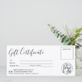 Minimalistisches Schwarzweiß-Geschenkzertifikat (Stehend Vorderseite)