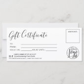 Minimalistisches Schwarzweiß-Geschenkzertifikat (Vorderseite)