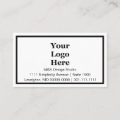 Minimalistisches Schwarzweiß-Logo hier Empfehlungskarte (Rückseite)