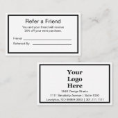 Minimalistisches Schwarzweiß-Logo hier Empfehlungskarte (Vorne/Hinten)