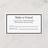 Minimalistisches Schwarzweiß-Logo hier Empfehlungskarte (Vorderseite)