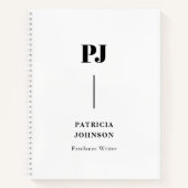 Minimalistisches Schwarzweiß-Monogramm-Notebook Notizblock (Vorderseite)