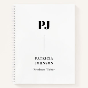 Minimalistisches Schwarzweiß-Monogramm-Notebook Notizblock