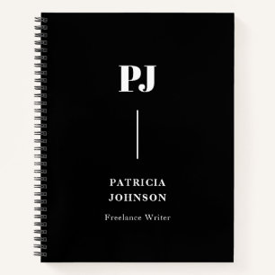 Minimalistisches Schwarzweiß-Monogramm Notizblock