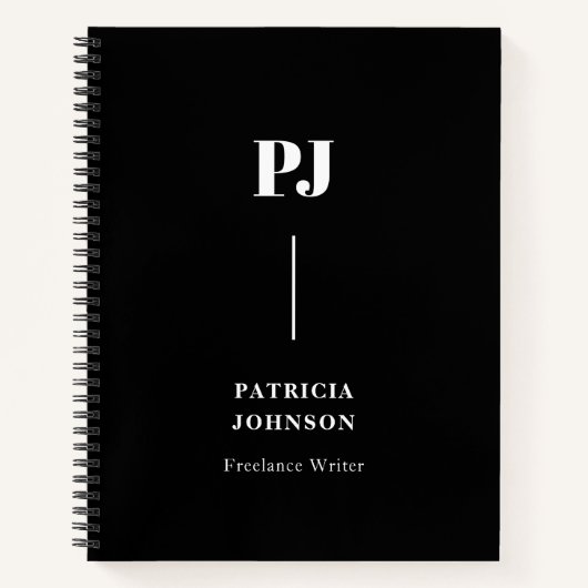 Minimalistisches Schwarzweiß-Monogramm Notizblock (Vorderseite)