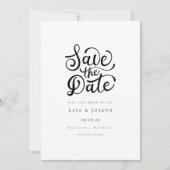 Minimalistisches Schwarzweiß-Skript Save the Date (Vorderseite)