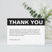 Minimalistisches Schwarzweiß und Weiß Dankeskarte (Stehend Vorderseite)