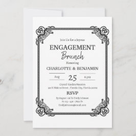 Minimalistisches Schwarzweiß-Verlobung-Brunch-Part Einladung