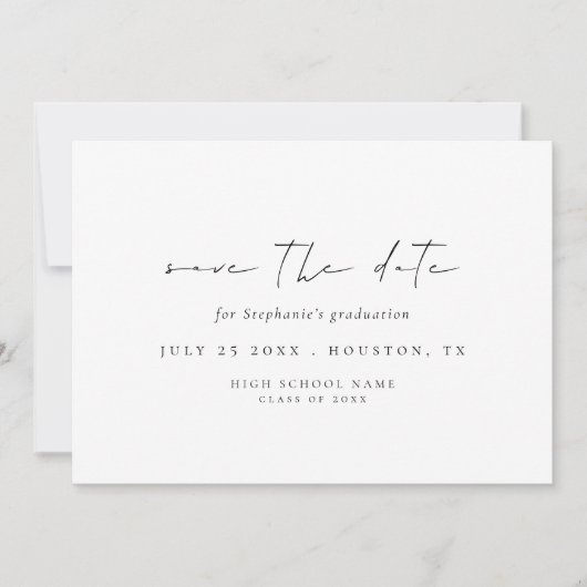 Minimalistisches Script 2024 Abschluss Save the Da Date (Vorderseite)