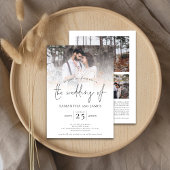 Minimalistisches Script 4 Foto QR Code Hochzeit Einladung